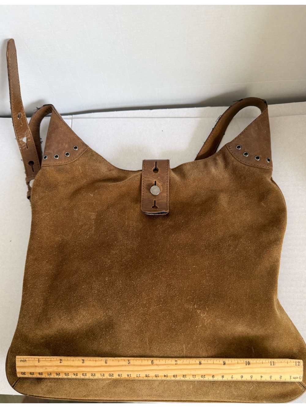 Lucky Brand Large Brown Suede Shoulder Bag - Classic Women's Long Strap Tote